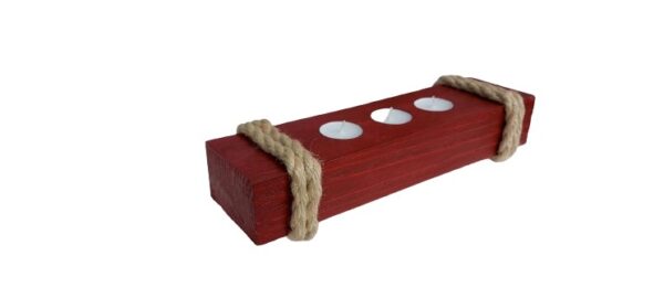 Świecznik na trzy świeczki tealight sznurek - obrazek 3