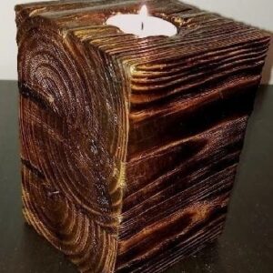 Świecznik drewniany na świeczkę tealight 15cm