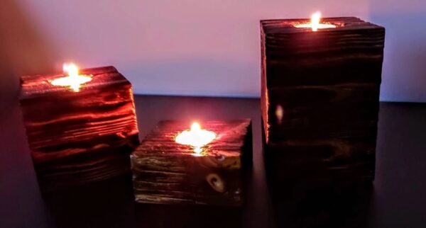 Świecznik drewniany na świeczkę tealight 15cm - obrazek 2