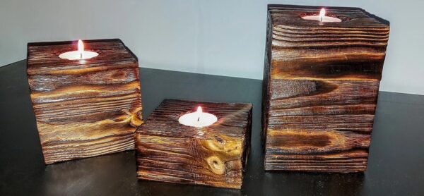 Świecznik drewniany na świeczkę tealight 15cm - obrazek 3