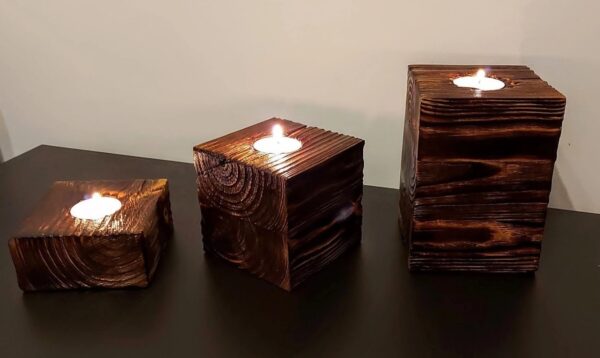 Świecznik drewniany na świeczkę tealight 15cm - obrazek 4